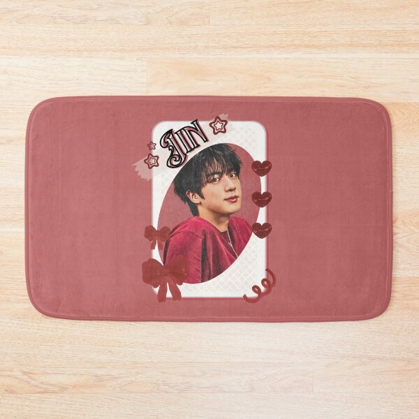 Item preview, BTS Jin Kpop Boy Group Card Red Aesthetic Collage Design designed and sold by AJUNICE STUDIO.
