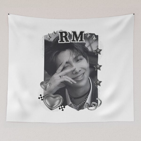 Item preview, BTS RM Kpop Boy Group Black and White Collage Design designed and sold by AJUNICE STUDIO.