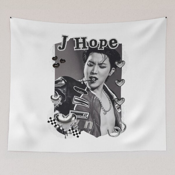 Item preview, BTS J Hope Kpop Boy Group Black and White Collage Design designed and sold by AJUNICE STUDIO.