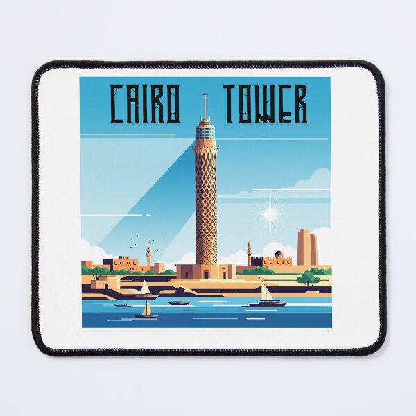 Item preview, Cairo Tower Cartoon – Egypt Landmark Illustration designed and sold by Karoft Collection.