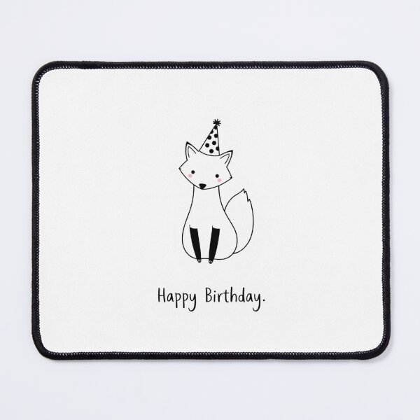 Item preview, Minimalist Fox Birthday Card simple monochrome cute black white gift happy cake designed and sold by CheeseBlueprint.