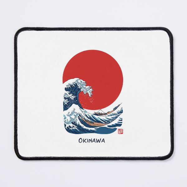 Item preview, Vintage Okinawa Japan Shisa Dogs and Great Wave Sun Art Print - Classic Japanese Souvenir Design, T-shirt Graphic, Home Decor, Travel Gift designed and sold by Colorful-Garden.