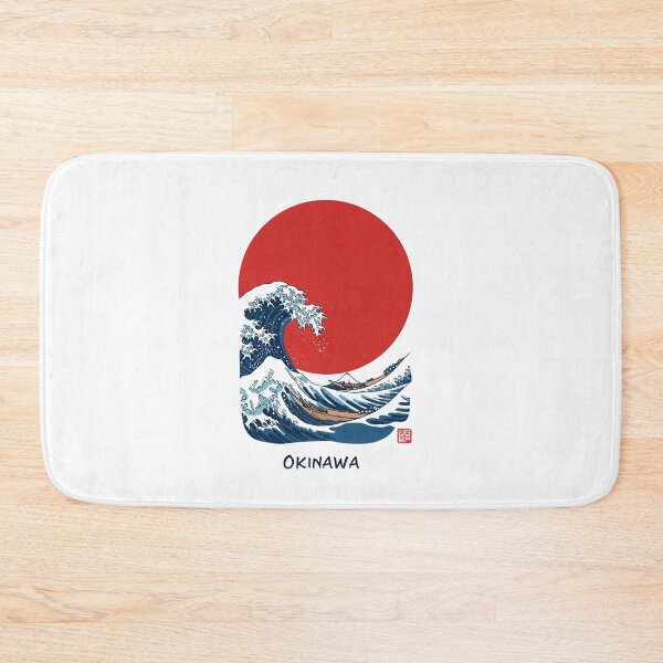 Item preview, Vintage Okinawa Japan Shisa Dogs and Great Wave Sun Art Print - Classic Japanese Souvenir Design, T-shirt Graphic, Home Decor, Travel Gift designed and sold by Colorful-Garden.