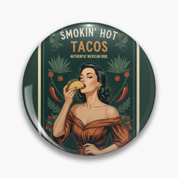Item preview, Smokin' Hot Tacos Vintage Poster | Retro Mexicaans Eten | Authentic BBQ Design designed and sold by FoodandFun.