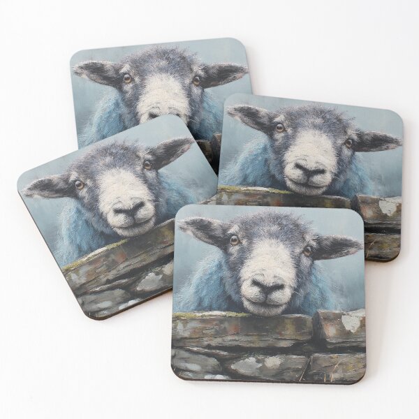 Item preview, Sheep looking over a wall - Rustic Farmhouse Animal Painting designed and sold by Gino By Design.