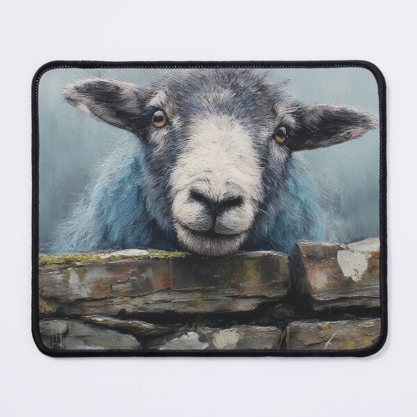 Item preview, Sheep looking over a wall - Rustic Farmhouse Animal Painting designed and sold by Gino By Design.