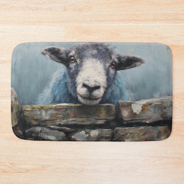 Item preview, Sheep looking over a wall - Rustic Farmhouse Animal Painting designed and sold by Gino By Design.