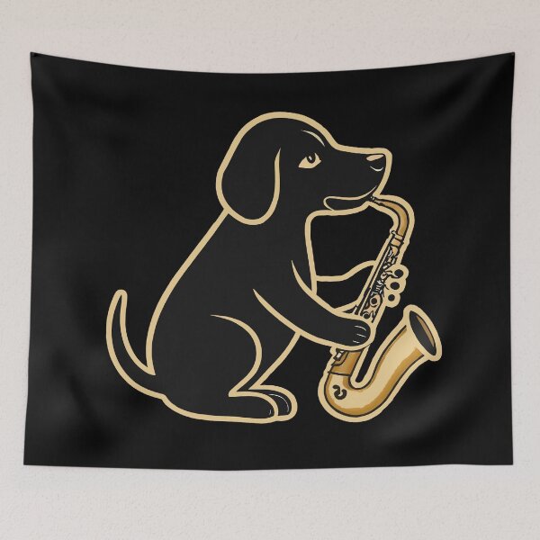 Item preview, Harmony in Fur Dog Playing Saxophone designed and sold by reggaeartgifts.
