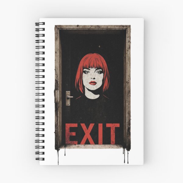 Item preview, Weathered Door with Red Haired Woman Illustration and EXIT Text designed and sold by Creative88Art.