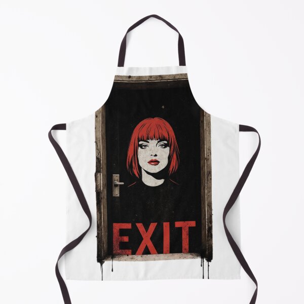Item preview, Weathered Door with Red Haired Woman Illustration and EXIT Text designed and sold by Creative88Art.