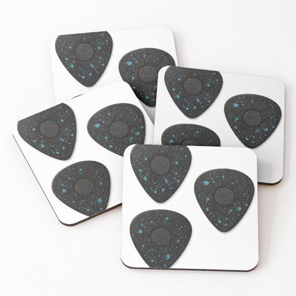 Item preview, Three Black Guitar Picks with Blue Speckled Patterns on Black Background designed and sold by Creative88Art.