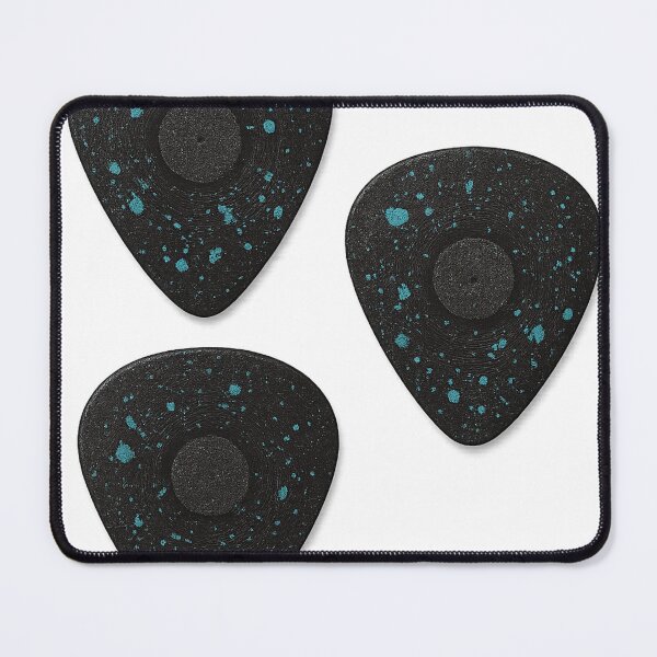 Item preview, Three Black Guitar Picks with Blue Speckled Patterns on Black Background designed and sold by Creative88Art.