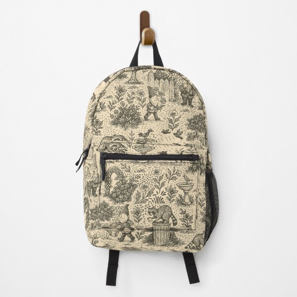 Item preview, Chinoiserie Garden Gnome Toile Pattern, Vintage Woodland Illustration on Cream designed and sold by MindFulStudios.