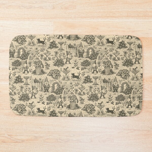Item preview, Chinoiserie Garden Gnome Toile Pattern, Vintage Woodland Illustration on Cream designed and sold by MindFulStudios.