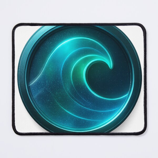Item preview, Glowing Blue and Teal Wave Design in Circular Frame designed and sold by Creative88Art.