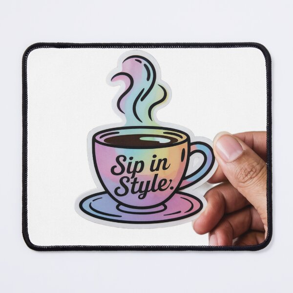 Item preview, Hand Holding a Colorful Coffee Cup Sticker with Pastel Gradient designed and sold by Creative88Art.