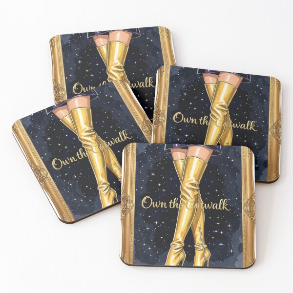 Item preview, Golden Thigh High Stiletto Boots with Starry Night Sky Background designed and sold by Creative88Art.
