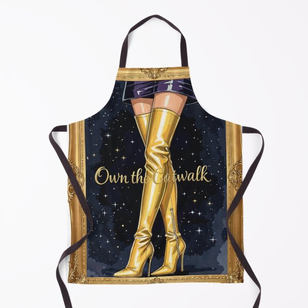 Artikelvorschau, Goldene Overknee-Stiefel mit Stilettos und Sternenhimmel im Hintergrund entworfen und verkauft von Creative88Art.