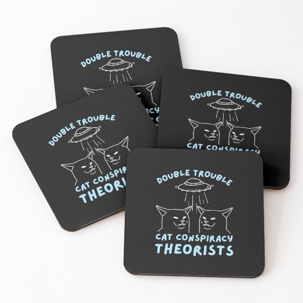 Item preview, Double trouble, cat conspiracy theorists designed and sold by BritishDelights.