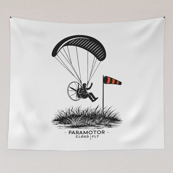 Item preview, Paramotor pilot flying past a windsock designed and sold by ParaCloudFly.