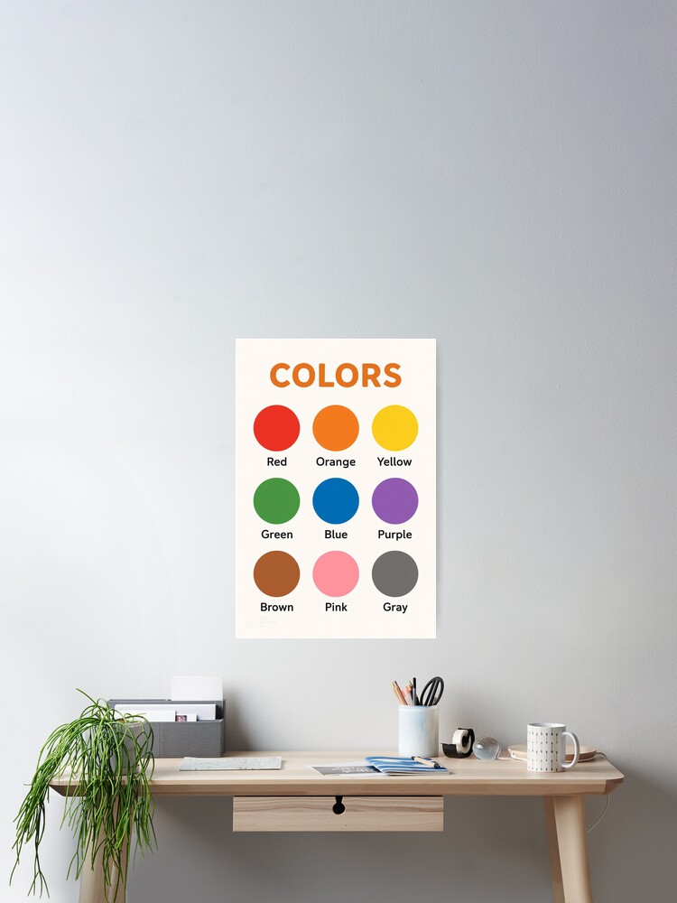Color Learning Poster for Kids – Educational Wall Art with Color Circles and Labels Poster