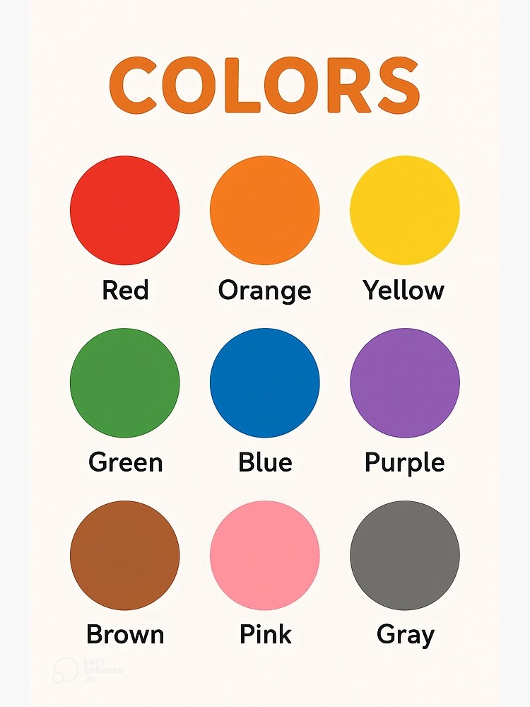 Color Learning Poster for Kids – Educational Wall Art with Color Circles and Labels Poster