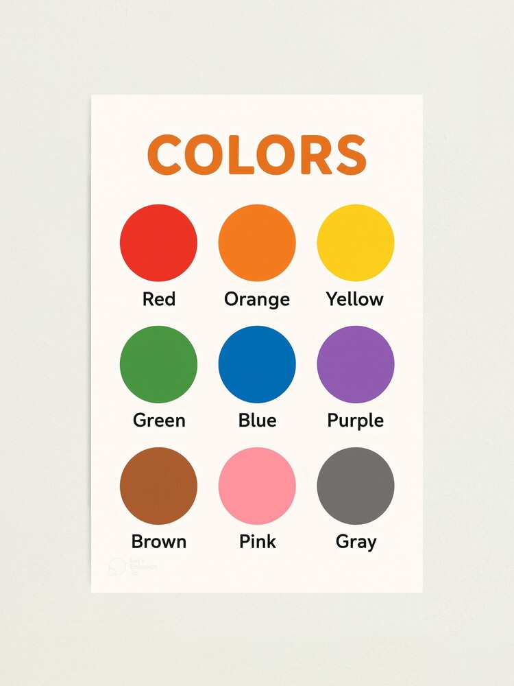 Color Learning Poster for Kids – Educational Wall Art with Color Circles and Labels Poster