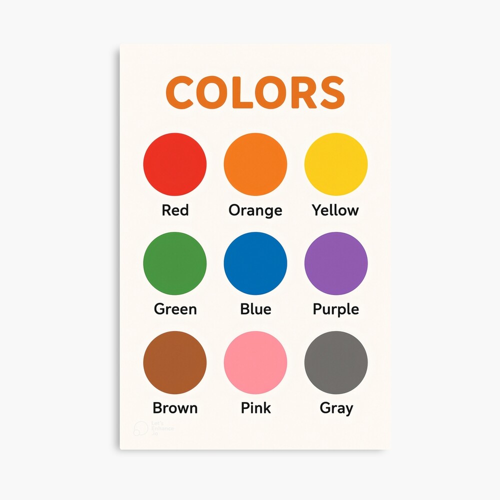 Color Learning Poster for Kids – Educational Wall Art with Color Circles and Labels Poster