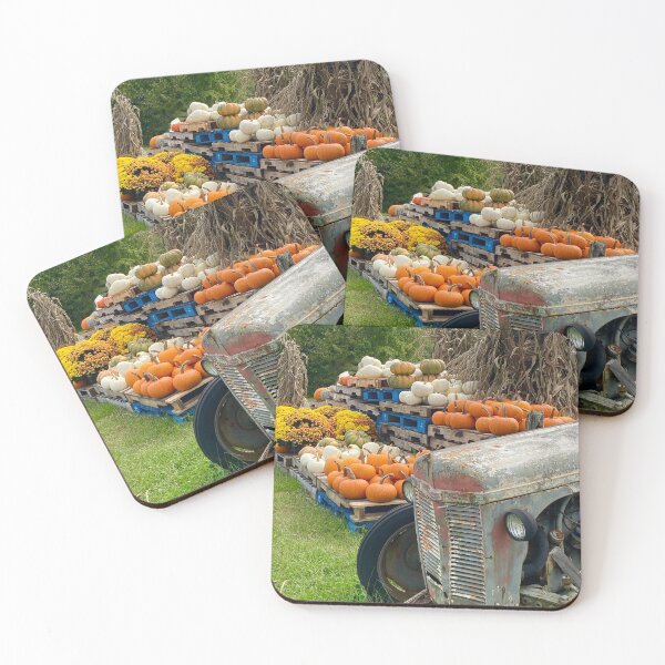 Item preview, Fall pumpkins with old tractor designed and sold by Kandoart.