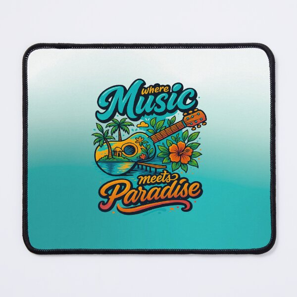 Item preview, Where Music Meets Paradise  | Graphic Crewneck Nature Guitar Tshirt designed and sold by skkyfaithArtz.