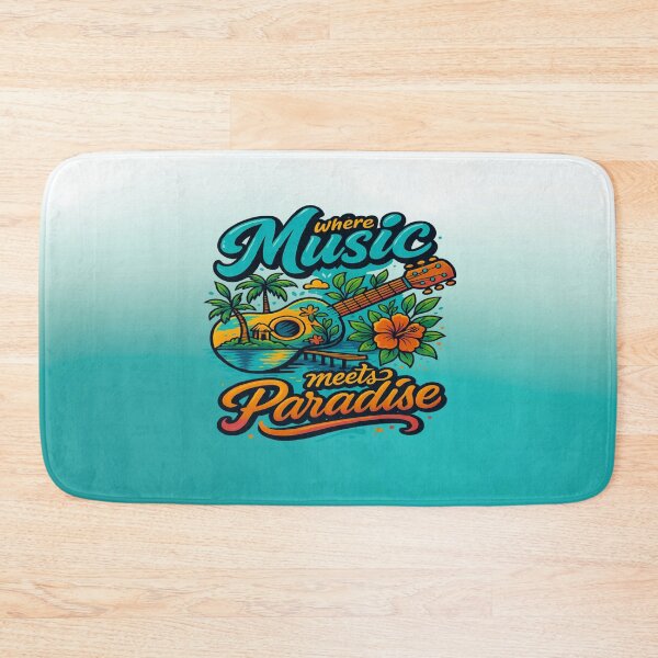 Item preview, Where Music Meets Paradise  | Graphic Crewneck Nature Guitar Tshirt designed and sold by skkyfaithArtz.