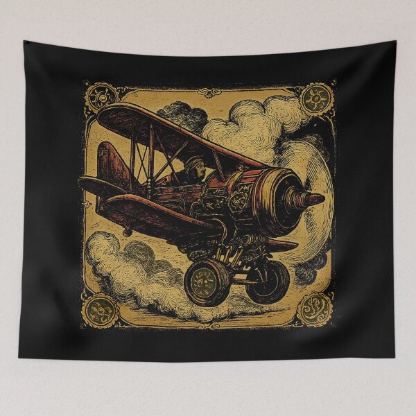 Item preview, Cloud Bound Courage – Vintage Biplane in Flight designed and sold by Kray80.