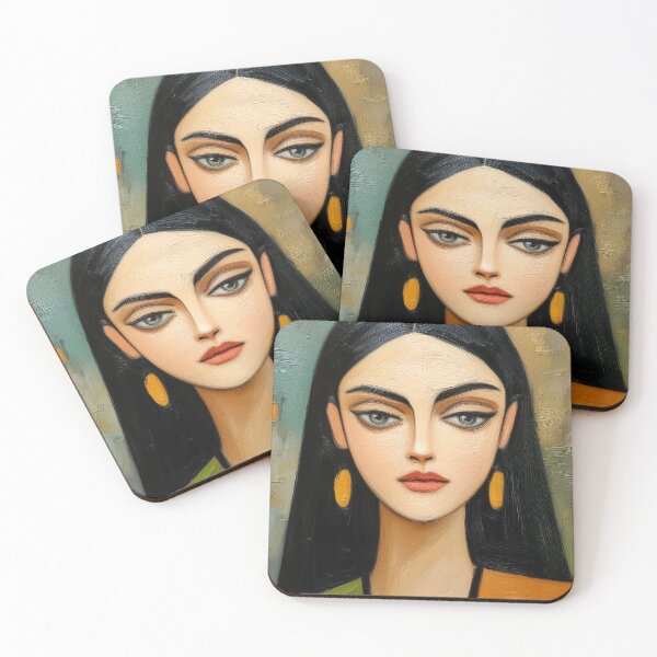 Item preview, Stunning abstract portrait of a woman in muted earth tones designed and sold by Gino By Design.