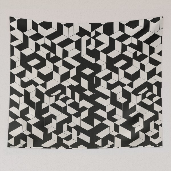 Item preview, Isometric Black and White Cube Pattern designed and sold by weirdfishes123.