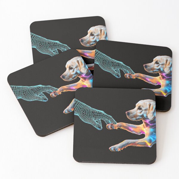 Item preview, Neon Dog and Digital Hand Connection – Futuristic Labrador Art designed and sold by WHDProduction45.