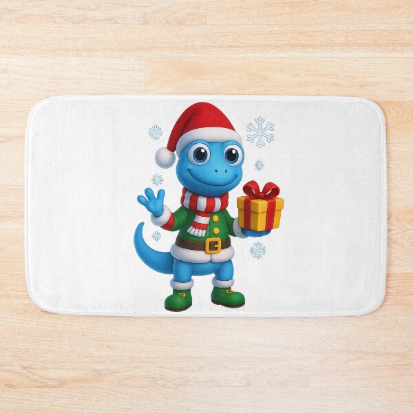 Item preview, Blue Lizard in Elf Costume with Gift designed and sold by FunnySignalStudio.
