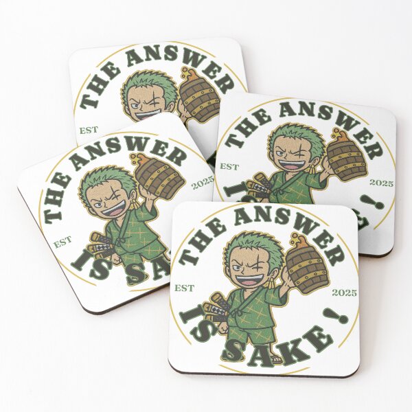 Item preview, One Piece Zoro Meme “The Answer is Sake” Embroidery Style Funny Anime Design designed and sold by UMI BLOOM.