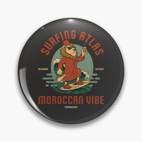 Item preview, Moroccan Surfing Atlas Lion in Djellaba – Atlantic Waves & Taghazout Vibes designed and sold by akartaws.