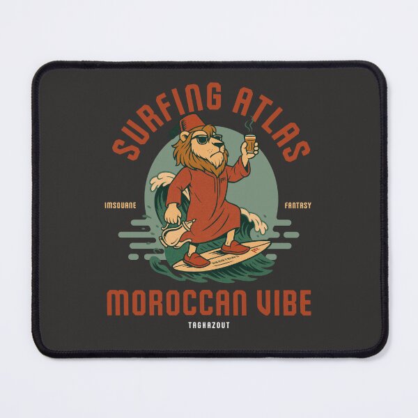 Item preview, Moroccan Surfing Atlas Lion in Djellaba – Atlantic Waves & Taghazout Vibes designed and sold by akartaws.