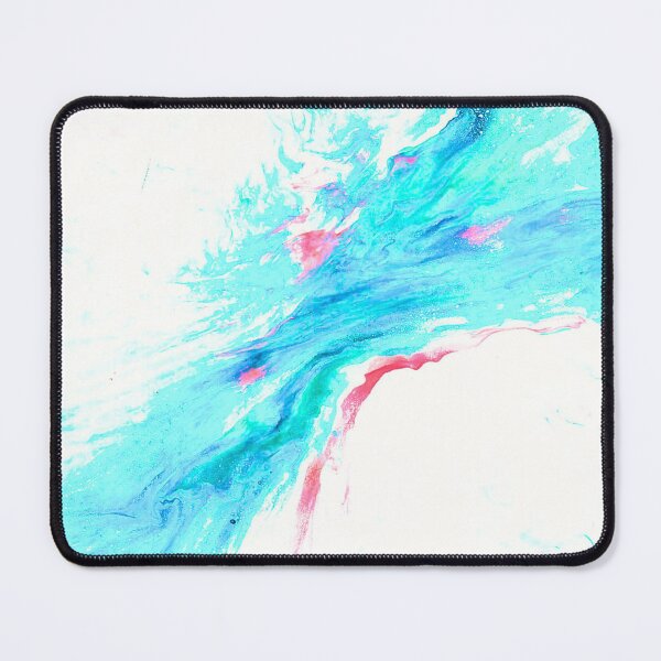 Item preview, Aqua & Pink Minimalist Color Explosion - Dutch Pour Fluid Art Print designed and sold by marbledmoonart.