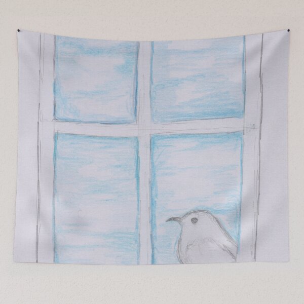 Item preview, A bird in a window  designed and sold by Artbysarah23.