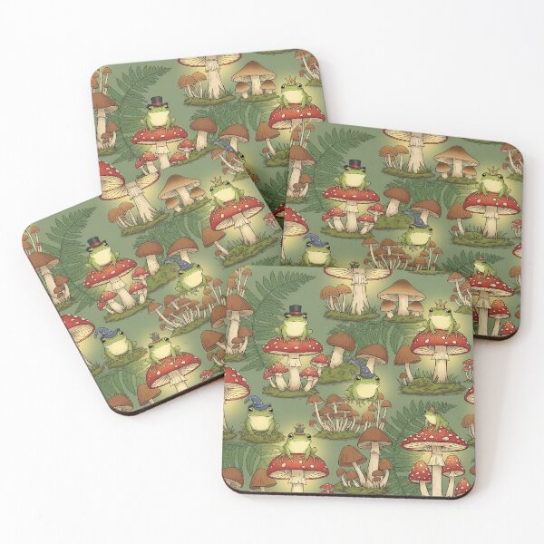 Item preview, Whimsical Cottagecore Frogs and Mushrooms Seamless Pattern designed and sold by StickyGuys.