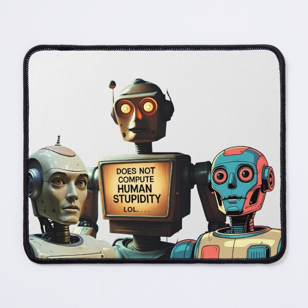 Item preview, funny robot disrespecting humans lol funny Tshirt designs,"Does not compute Human Stupidity lol... designed and sold by The Far Far North.