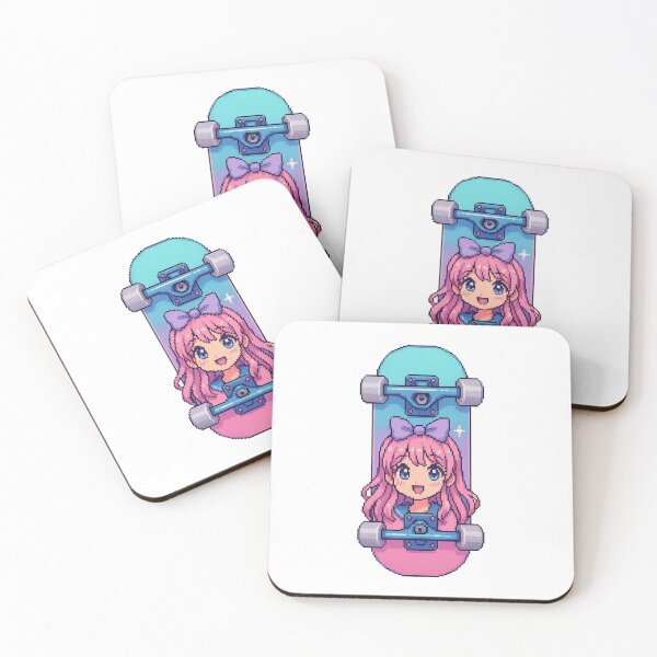 Item preview, Anime Girl Cotton Candy Vaporwave Skate Deck  designed and sold by ratchips.