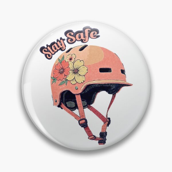 Item preview, Retro Floral Pink Helmet - "Stay Safe" designed and sold by Hen-C-Art.