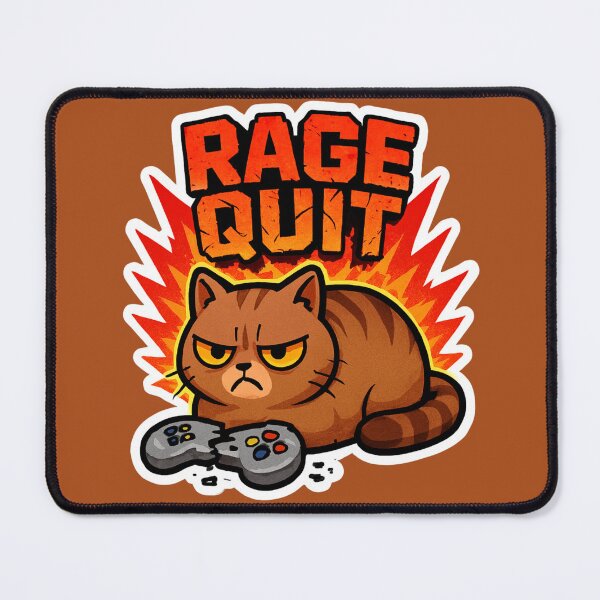 Item preview, "Rage Quit" Funny Gamer Cat Loaf Vector Sticker designed and sold by catastrocat.