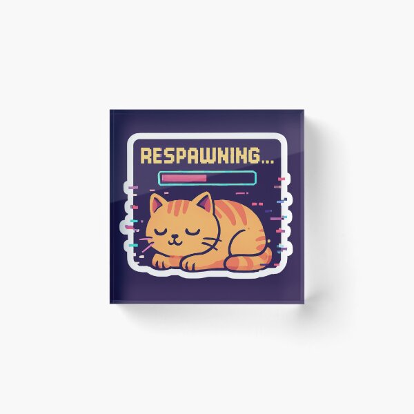 Item preview, "Respawning" Funny Gamer Cat Loaf Vector Sticker designed and sold by catastrocat.
