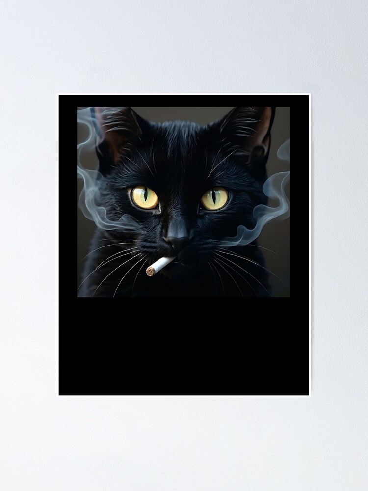 black cat with cigarette meme Smoking Cat Generation Z Meme Cat Smoking Cigarette Gear Poster