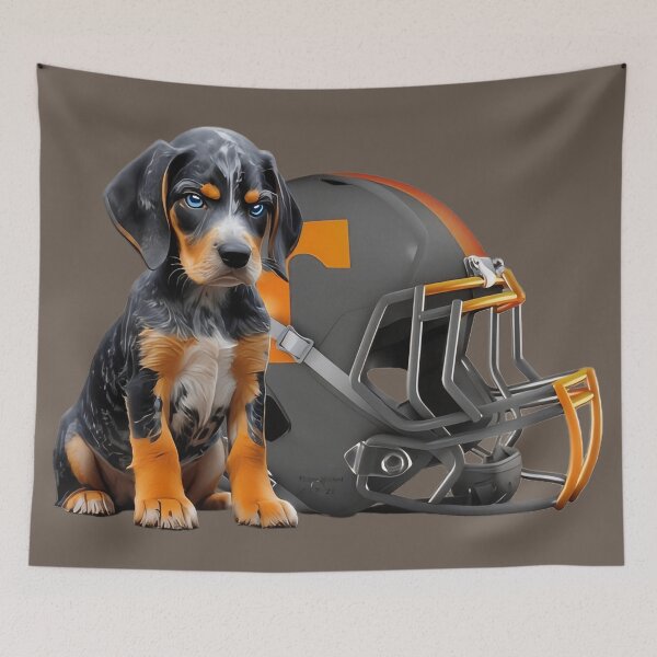 Item preview, Bluetick Coonhound Puppy with Football Helmet designed and sold by Pickle Wicked Designs.