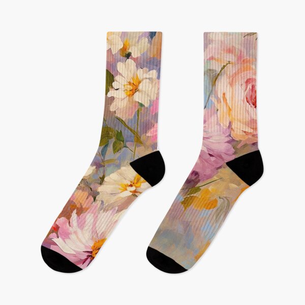 Artikelvorschau, Pastellrosa, Gelb und Aqua Blumenölgemälde entworfen und verkauft von DEC02.